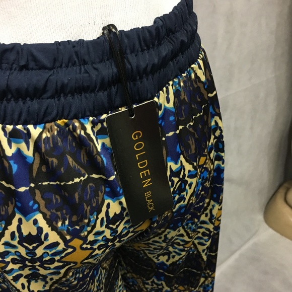 Pants Large Blue Gold Stretch Draw String NEW .. - Picture 6 of 8